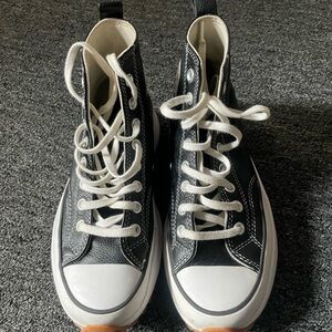 Black Leather Converse Chuck Taylor Run Star Hike Sneakers